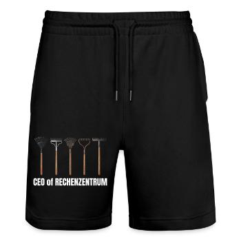 CEO of Rechenzentrum Leiter - Stanley/Stella Unisex Bio Joggingshorts Trainer  - Schwarz - Vorne - Nik (191cm) & Marisol (170cm)