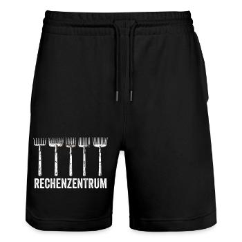 Rechenzentrum Gärtner Nerd Computer Spruch Garten - Stanley/Stella Unisex Bio Joggingshorts Trainer  - Schwarz - Vorne - Nik (191cm) & Marisol (170cm)