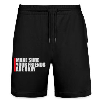 Assurez-vous que vos amis vont bien Logo de citation des amis - Short de jogging bio TRAINER Stanley/Stella unisexe - noir - Devant - Nik (191cm) & Marisol (170cm)
