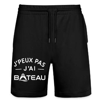 Bateau Humour Cadeau Passionné de Navigation - Short de jogging bio TRAINER Stanley/Stella unisexe - noir - Devant - Nik (191cm) & Marisol (170cm)