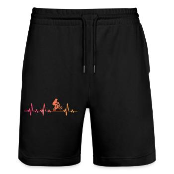 BMX Bike Sunset BMX Rider's Heartbeat - Stanley/Stella Unisex Bio Joggingshorts Trainer  - Schwarz - Vorne - Nik (191cm) & Marisol (170cm)