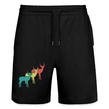 Antilopen Silhouetten Vintage - Stanley/Stella Unisex Bio Joggingshorts Trainer  - Schwarz - Vorne - Nik (191cm) & Marisol (170cm)