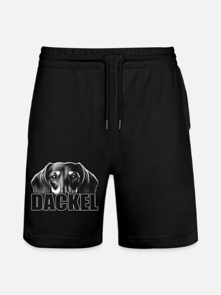 Dackel Porträt mit Schriftzug - Stanley/Stella Unisex Bio Joggingshorts Trainer - Schwarz