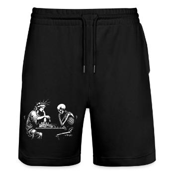 Freiheitsstatue, die Schach mit dem Tod spielt - Stanley/Stella Unisex Bio Joggingshorts Trainer  - Schwarz - Vorne - Nik (191cm) & Marisol (170cm)