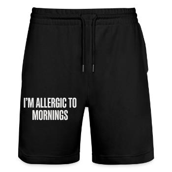 Vintage I'm Allergic To Mornings - Stanley/Stella Unisex Bio Joggingshorts Trainer  - Schwarz - Vorne - Nik (191cm) & Marisol (170cm)