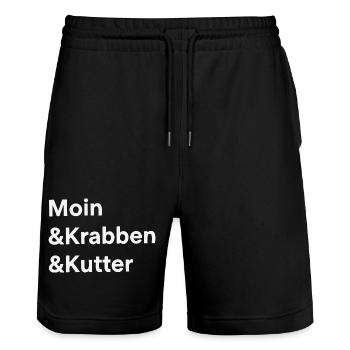 Hello Crab Cutter North Sea Coast Hamburg - Stanley/Stella Unisex Bio Joggingshorts Trainer  - Schwarz - Vorne - Nik (191cm) & Marisol (170cm)