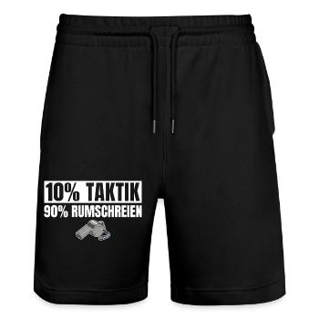 Fußballtrainer 10% Taktik 90% Rumschreien - Stanley/Stella Unisex Bio Joggingshorts Trainer  - Schwarz - Vorne - Nik (191cm) & Marisol (170cm)