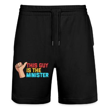Pfarrer - Stanley/Stella Unisex Bio Joggingshorts Trainer  - Schwarz - Vorne - Nik (191cm) & Marisol (170cm)
