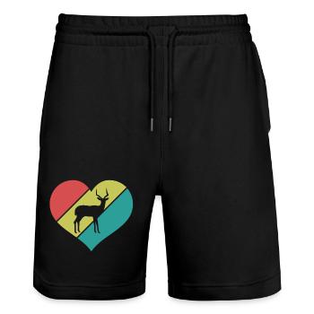 Antilope Herz – Safari Afrika - Stanley/Stella Unisex Bio Joggingshorts Trainer  - Schwarz - Vorne - Nik (191cm) & Marisol (170cm)