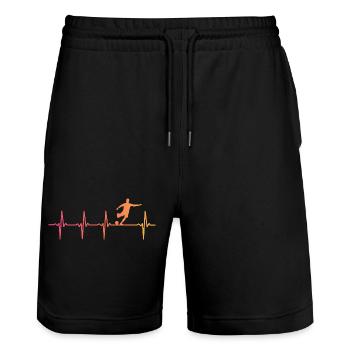 Fußball Sunset Herzschlag Fußballspieler - Stanley/Stella Unisex Bio Joggingshorts Trainer  - Schwarz - Vorne - Nik (191cm) & Marisol (170cm)