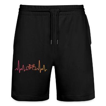 Sonnenuntergang Radfahren Herzschlag Radfahren - Stanley/Stella Unisex Bio Joggingshorts Trainer  - Schwarz - Vorne - Nik (191cm) & Marisol (170cm)