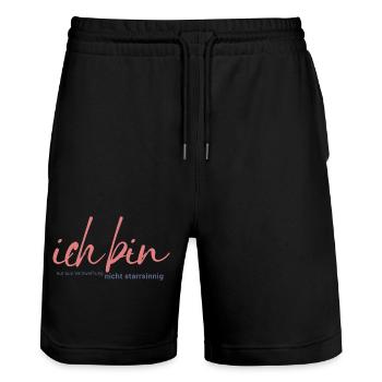Ich bin nur aus Verzweiflung nicht starrsinnig - Stanley/Stella Unisex Bio Joggingshorts Trainer  - Schwarz - Vorne - Nik (191cm) & Marisol (170cm)