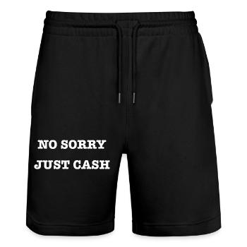 Lustiger Spruch Humor No Sorry Just Cash - Stanley/Stella Unisex Bio Joggingshorts Trainer  - Schwarz - Vorne - Nik (191cm) & Marisol (170cm)