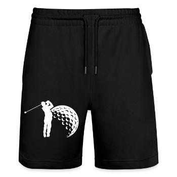 Golf Schwung Silhouette - Stanley/Stella Unisex Bio Joggingshorts Trainer  - Schwarz - Vorne - Nik (191cm) & Marisol (170cm)