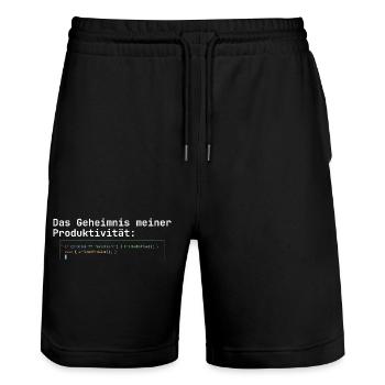 Programmierer Kaffee Geheimnis der Produktivität - Stanley/Stella Unisex Bio Joggingshorts Trainer  - Schwarz - Vorne - Nik (191cm) & Marisol (170cm)