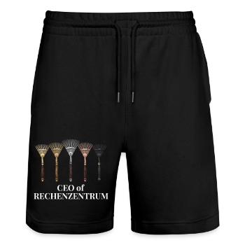 Rechenzentrum Design Gartengeräte Rechen Leiter - Stanley/Stella Unisex Bio Joggingshorts Trainer  - Schwarz - Vorne - Nik (191cm) & Marisol (170cm)