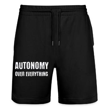 Autonomie über alles Neurodivergente PDA-Geschenk - Stanley/Stella Unisex Bio Joggingshorts Trainer  - Schwarz - Vorne - Nik (191cm) & Marisol (170cm)