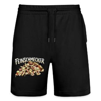 Lustige feinschmecker Pizza - Pommes Ananas Wurst - Stanley/Stella Unisex Bio Joggingshorts Trainer  - Schwarz - Vorne - Nik (191cm) & Marisol (170cm)