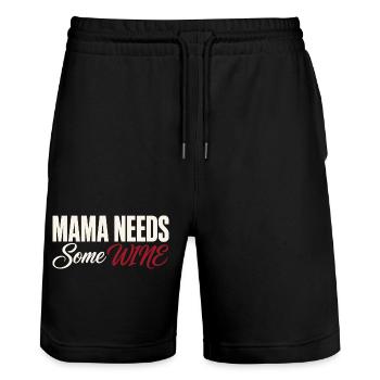 Mama braucht Wein - Lustiges Wein T-Shirt - Stanley/Stella Unisex Bio Joggingshorts Trainer  - Schwarz - Vorne - Nik (191cm) & Marisol (170cm)