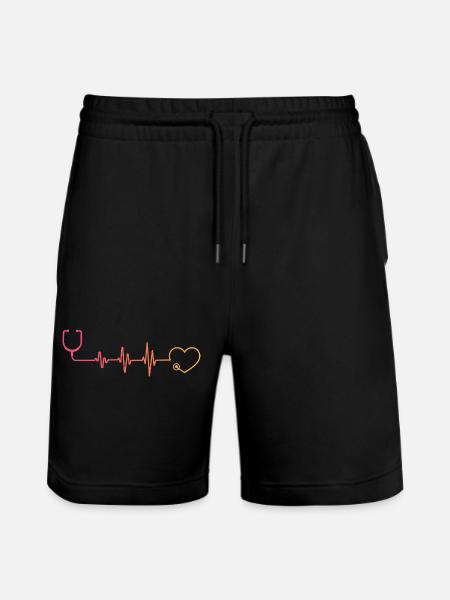 Stethoscope Nurse Sunset heartbeat Doctor - Stanley/Stella Trainer Unisex Organic Jogging Shorts - black