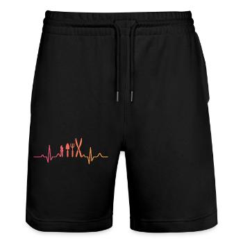 Sunset Heartbeat Gärtner Pflanzkübel - Stanley/Stella Unisex Bio Joggingshorts Trainer  - Schwarz - Vorne - Nik (191cm) & Marisol (170cm)