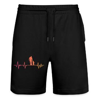 Vater und Sohn Herzschlag Geschenk Vater Sohn - Stanley/Stella Unisex Bio Joggingshorts Trainer  - Schwarz - Vorne - Nik (191cm) & Marisol (170cm)