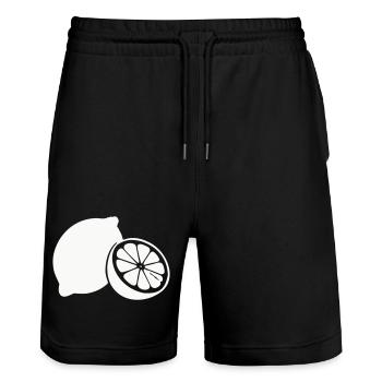 Zitrus-Silhouette Zitronen - Stanley/Stella Unisex Bio Joggingshorts Trainer  - Schwarz - Vorne - Nik (191cm) & Marisol (170cm)