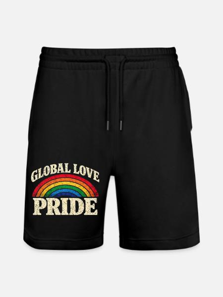 Global Love Pride Rainbow Tri-blend T-Shirt - Stanley/Stella Trainer Unisex Organic Jogging Shorts - black