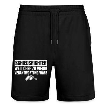 Schiedsrichter Chef wäre zu wenig Verantwortung - Stanley/Stella Unisex Bio Joggingshorts Trainer  - Schwarz - Vorne - Nik (191cm) & Marisol (170cm)