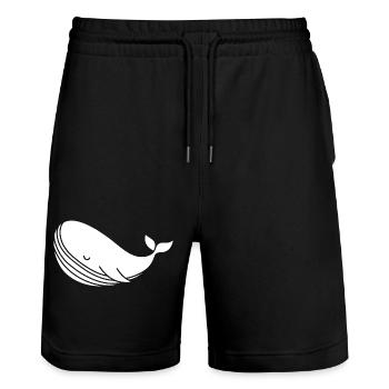 Wal Silhouette minimalistisches Meeresmotiv - Stanley/Stella Unisex Bio Joggingshorts Trainer  - Schwarz - Vorne - Nik (191cm) & Marisol (170cm)