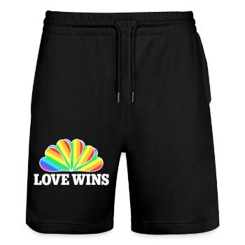 Love Wins - Rainbow Statement Design - Short de jogging bio TRAINER Stanley/Stella unisexe - noir - Devant - Nik (191cm) & Marisol (170cm)