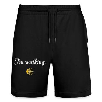 I'm walking | Way of St. James, Pilgrims, Santiago - Stanley/Stella Trainer Unisex Organic Jogging Shorts - black - Front - Nik (191cm) & Marisol (170cm)