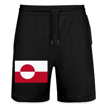 Grönländische Flagge – grönländische Flagge - Stanley/Stella Unisex Bio Joggingshorts Trainer  - Schwarz - Vorne - Nik (191cm) & Marisol (170cm)