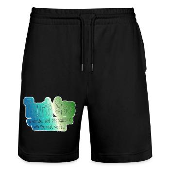 Raus in die Natur Realwelt Verbinden - Stanley/Stella Unisex Bio Joggingshorts Trainer  - Schwarz - Vorne - Nik (191cm) & Marisol (170cm)