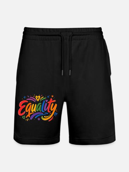 Equality Rainbow T-Shirt CSD Pride - Stanley/Stella Trainer Unisex Organic Jogging Shorts - black