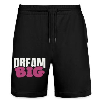 Dream Big Bold Pink Typography - Stanley/Stella Trainer Unisex Organic Jogging Shorts - black - Front - Nik (191cm) & Marisol (170cm)