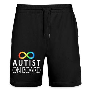 Autist on Board: Neurodiversitäts-Aufkleber - Stanley/Stella Unisex Bio Joggingshorts Trainer  - Schwarz - Vorne - Nik (191cm) & Marisol (170cm)