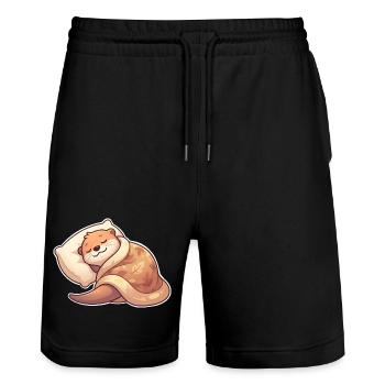 Schlafender Otter - Stanley/Stella Unisex Bio Joggingshorts Trainer  - Schwarz - Vorne - Nik (191cm) & Marisol (170cm)