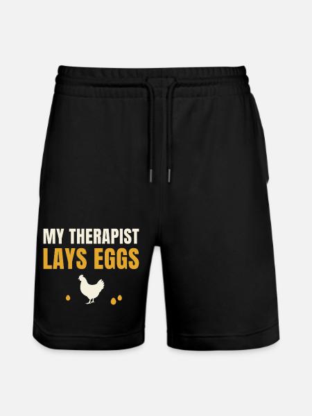 My Therapist Lays Eggs Chicken - Stanley/Stella Trainer Unisex Organic Jogging Shorts - black