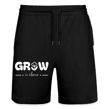 Grow in Silence – Inspirierende Grow-Typografie - Stanley/Stella Unisex Bio Joggingshorts Trainer  - Schwarz - Vorne - Nik (191cm) & Marisol (170cm)