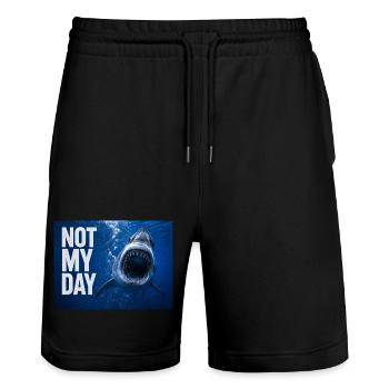 Hai Not My Day - Stanley/Stella Trainer Unisex Organic Jogging Shorts - black - Front - Nik (191cm) & Marisol (170cm)