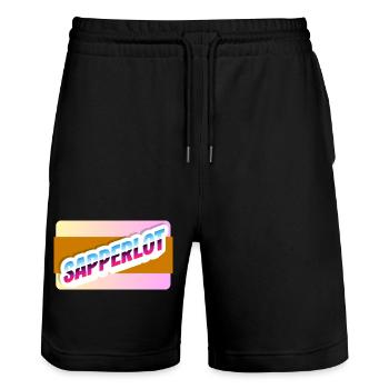 Sapperlot - Stanley/Stella Trainer Unisex Organic Jogging Shorts - black - Front - Nik (191cm) & Marisol (170cm)