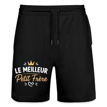 Meilleur Petit Frère Couronné - Short de jogging bio TRAINER Stanley/Stella unisexe - noir - Devant - Nik (191cm) & Marisol (170cm)