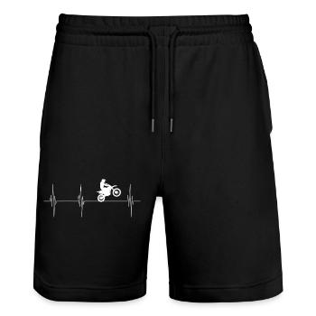 Herzschlag Motocross Motorrad - Stanley/Stella Unisex Bio Joggingshorts Trainer  - Schwarz - Vorne - Nik (191cm) & Marisol (170cm)