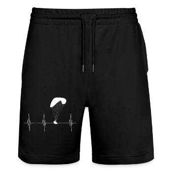 Herzschlag Gleitschirm - Stanley/Stella Unisex Bio Joggingshorts Trainer  - Schwarz - Vorne - Nik (191cm) & Marisol (170cm)