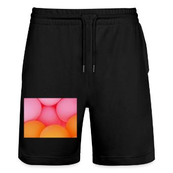 Knallbunte Ballons in orangenen Pastellfarben - Stanley/Stella Unisex Bio Joggingshorts Trainer  - Schwarz - Vorne - Nik (191cm) & Marisol (170cm)
