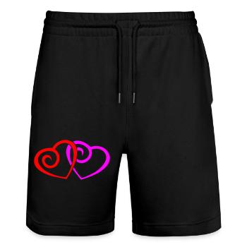 Amour de cœur - Short de jogging bio TRAINER Stanley/Stella unisexe - noir - Devant - Nik (191cm) & Marisol (170cm)