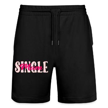 British Single Mum - Stanley/Stella Trainer Unisex Organic Jogging Shorts - black - Front - Nik (191cm) & Marisol (170cm)