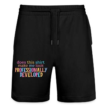 Does This Make Me Look Professionally Developed - Stanley/Stella Trainer Unisex Organic Jogging Shorts - black - Front - Nik (191cm) & Marisol (170cm)