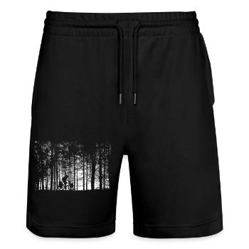 Forest Path Silhouette: Bicycle - Stanley/Stella Trainer Unisex Organic Jogging Shorts - black - Front - Nik (191cm) & Marisol (170cm)